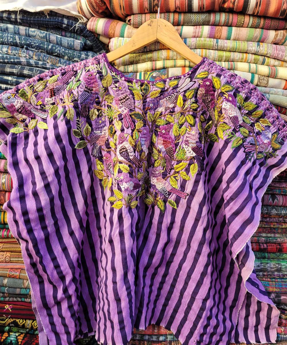 Lilac and purple Santiago huipil
