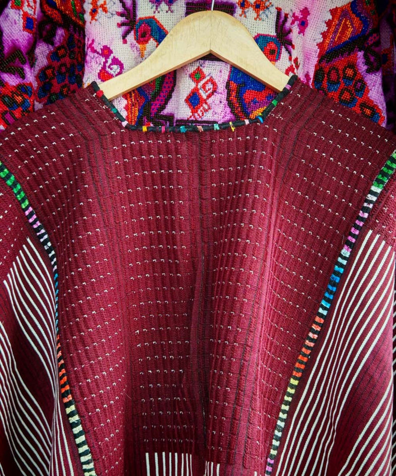 Simple Colotenango huipil with colorful neckline