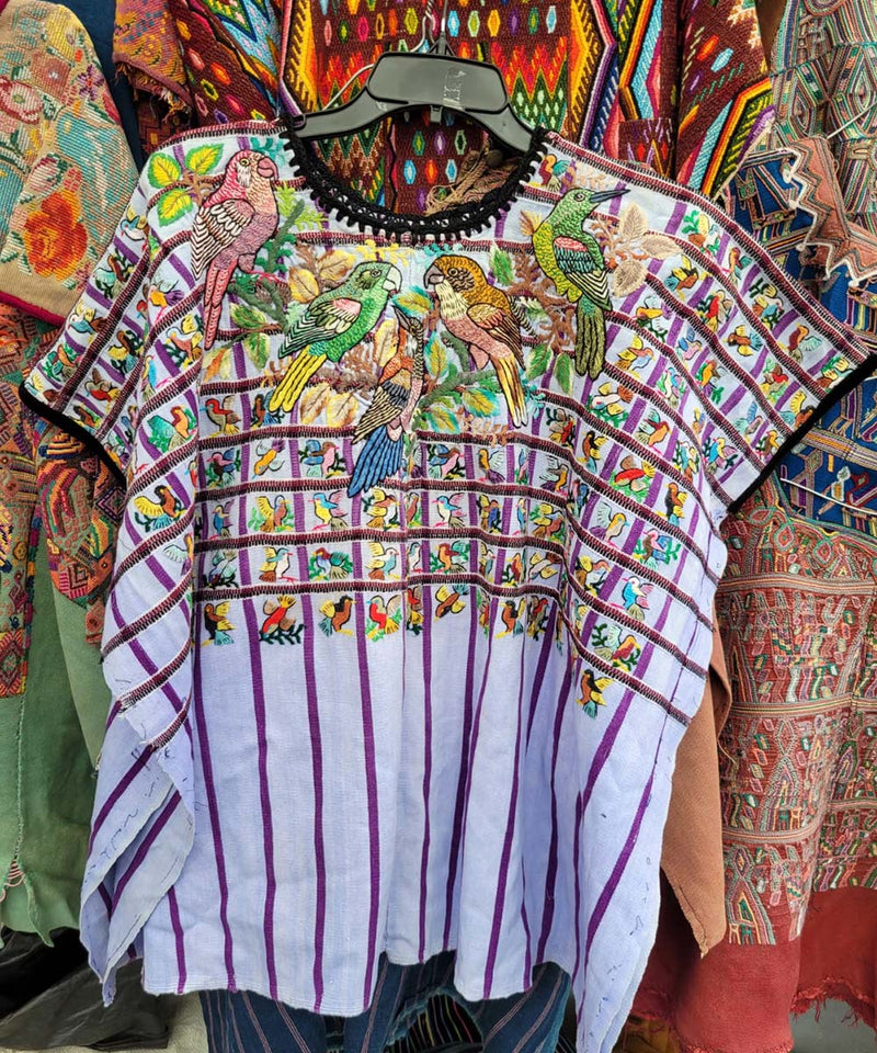 Lilac Santiago huipil with birds