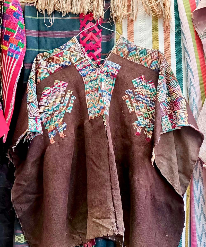Chocolate brown Nahuala huipil
