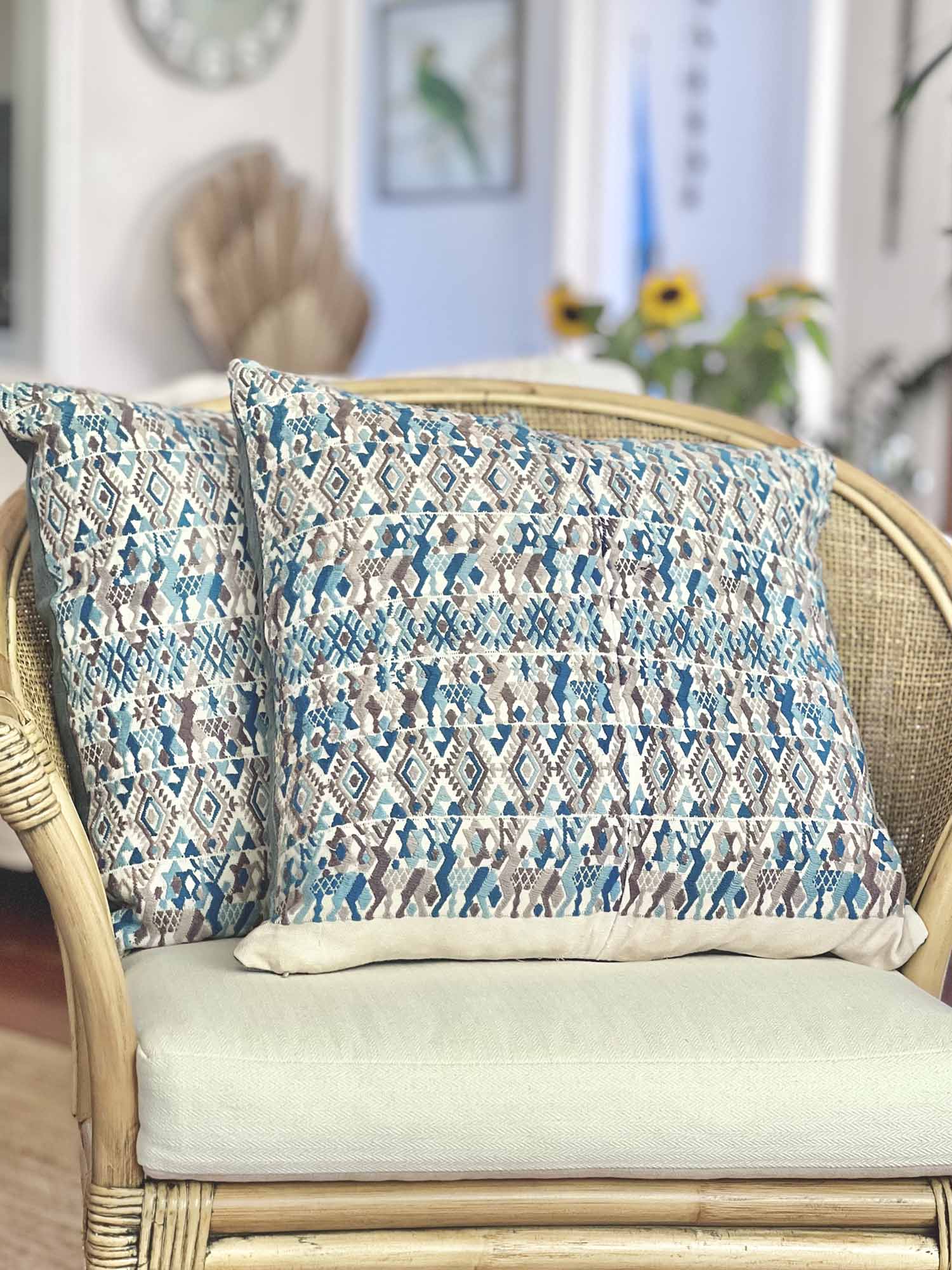 Blue and Greige Coban Pillow