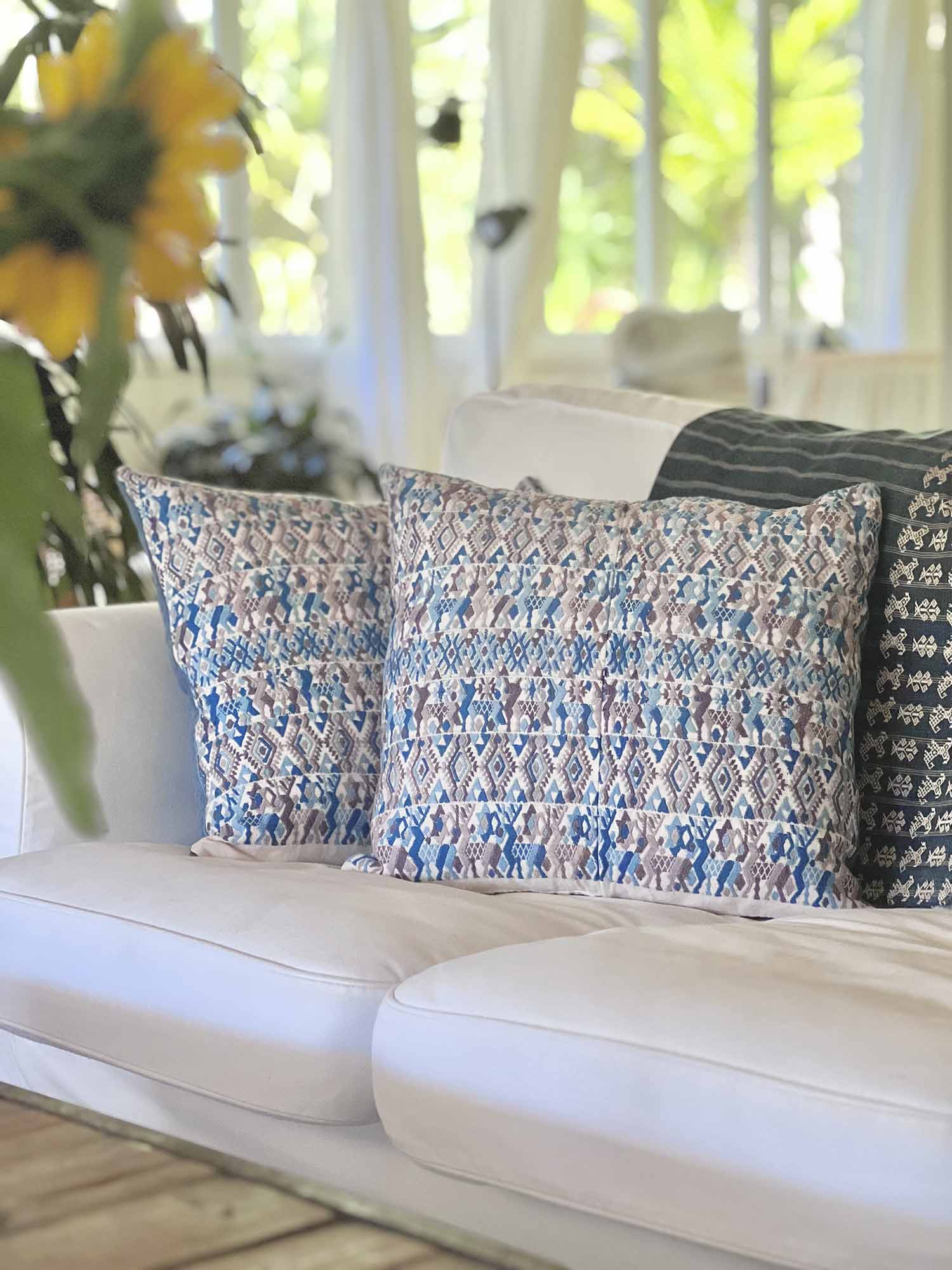 Blue and Greige Coban Pillow