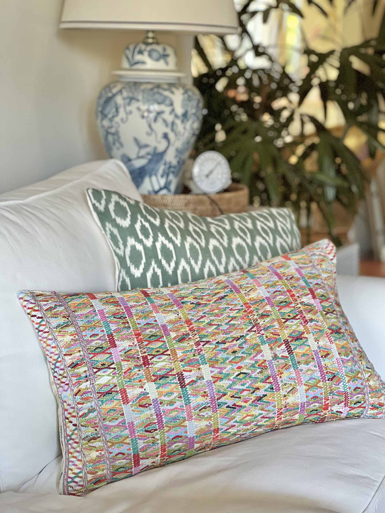 Colorful Green San Juan Cotzal lumbar pillow