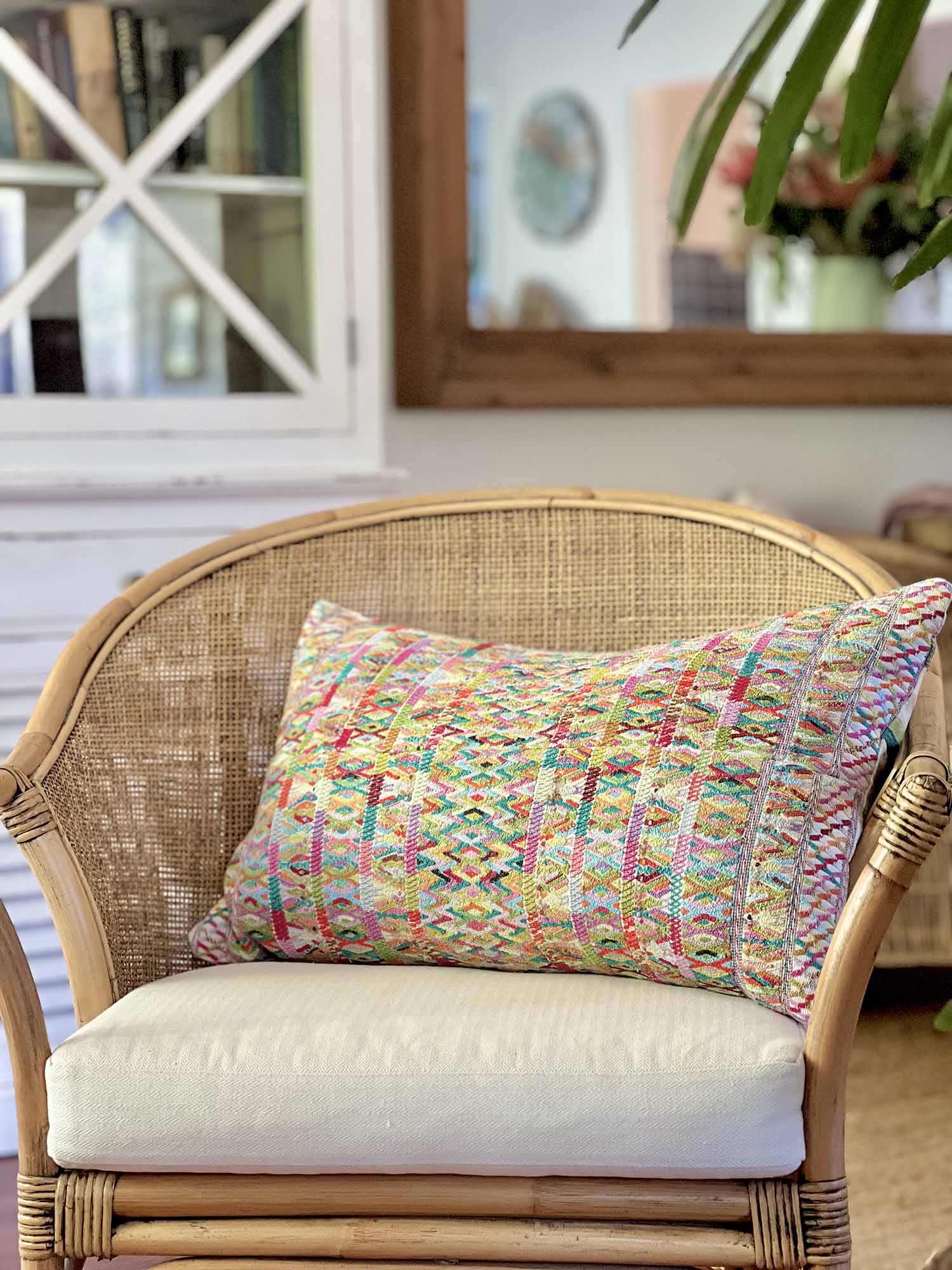 Colorful Green San Juan Cotzal lumbar pillow