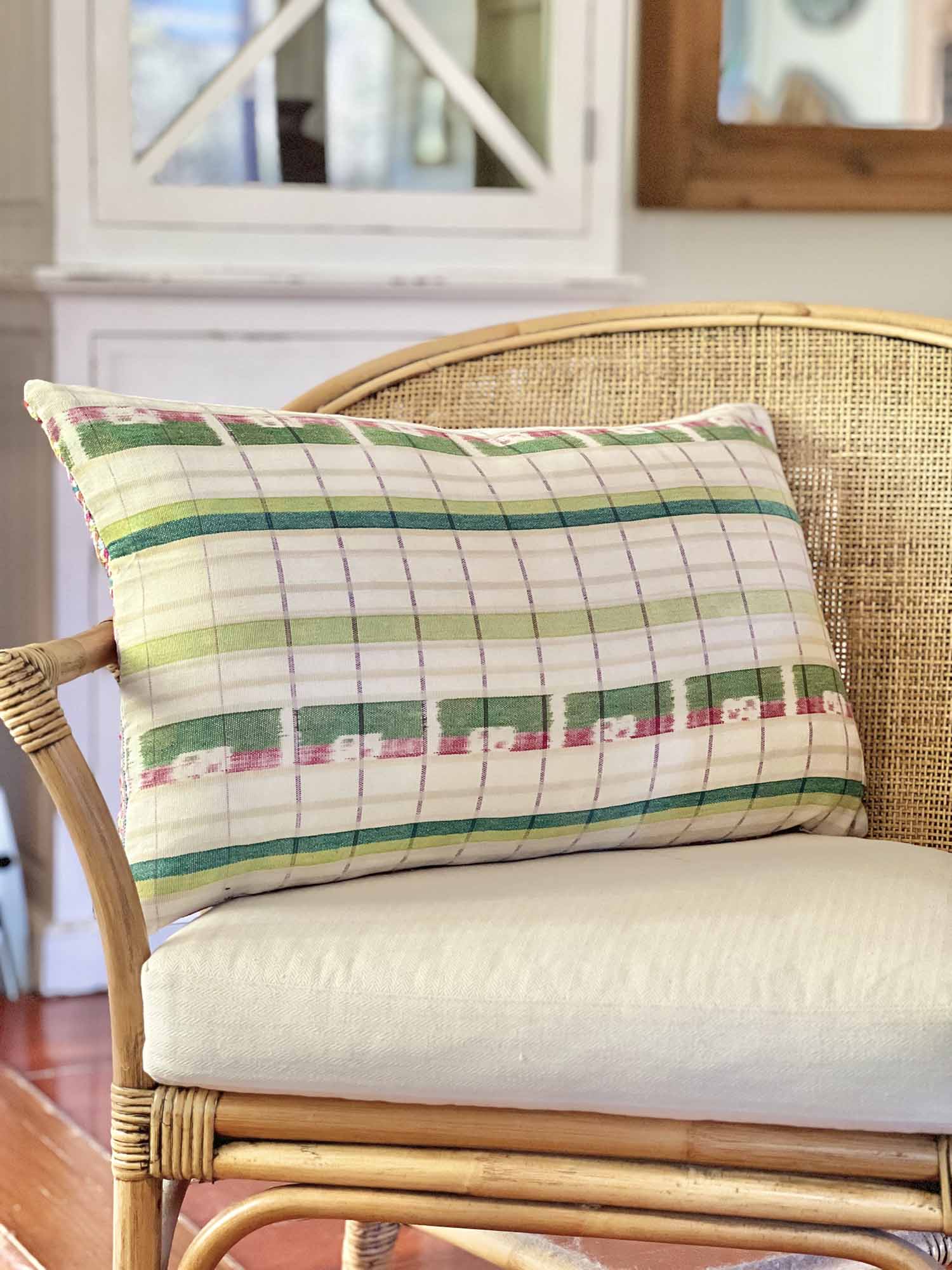 Colorful Green San Juan Cotzal lumbar pillow