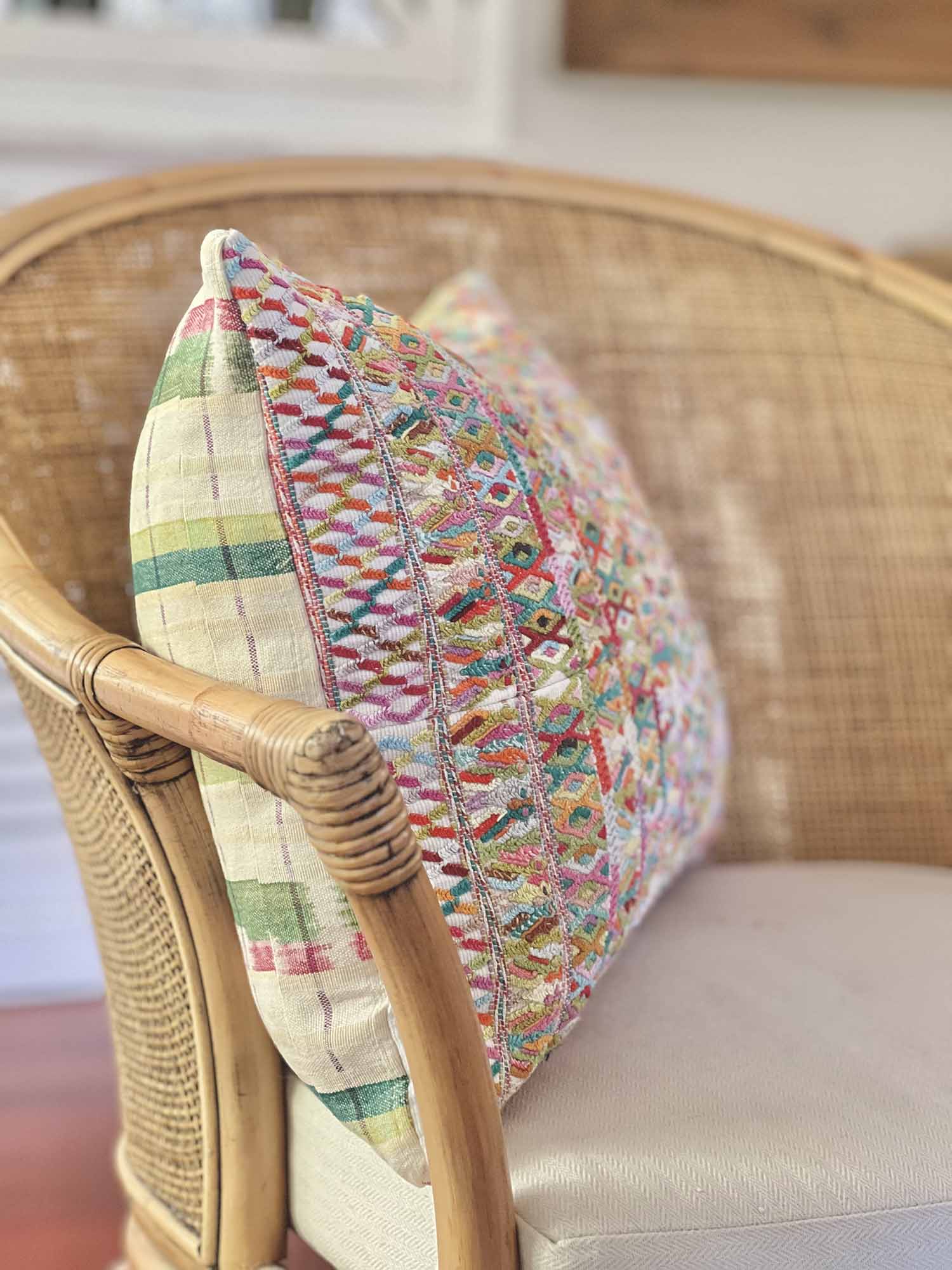 Colorful Green San Juan Cotzal lumbar pillow