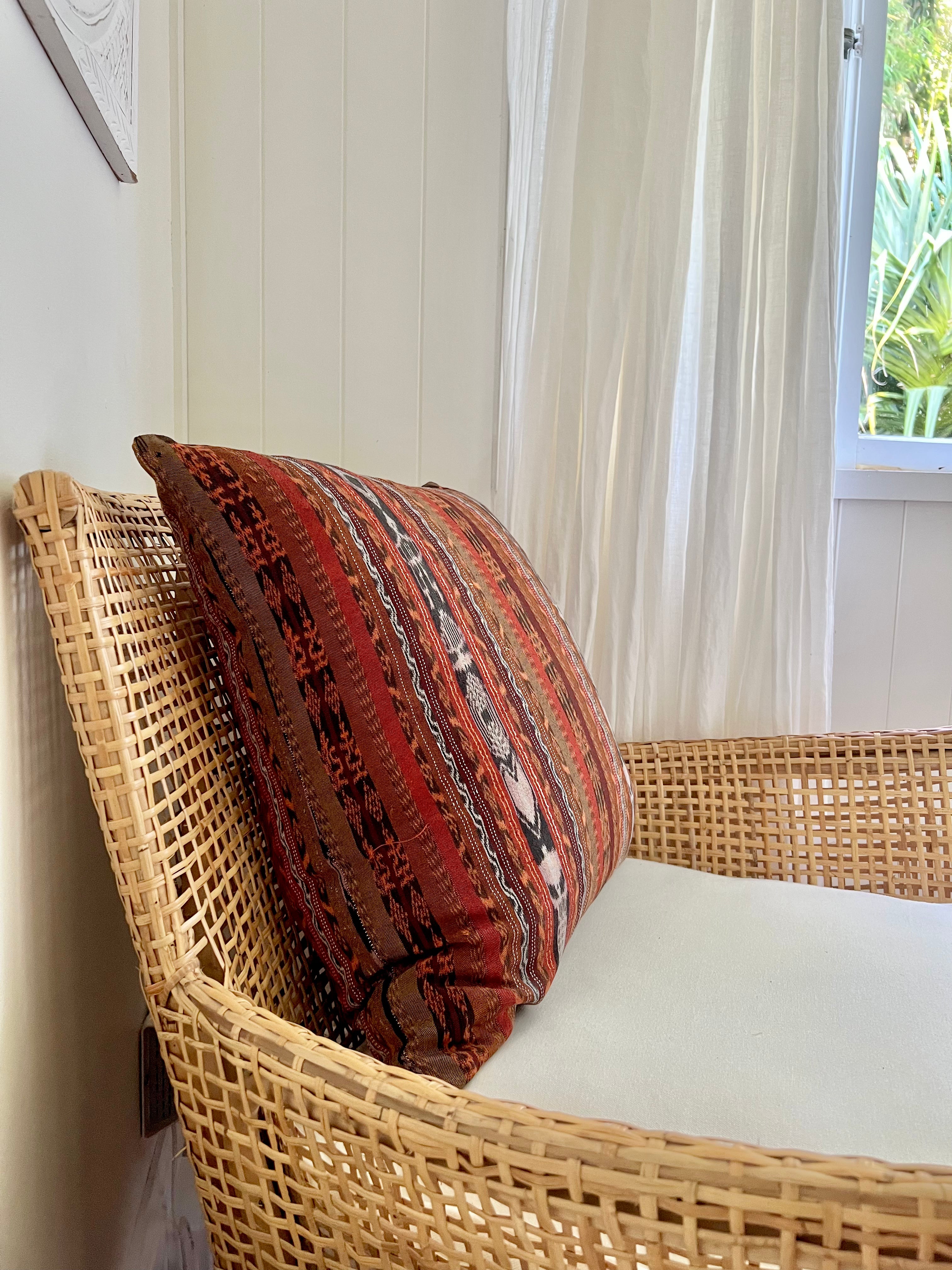 Pillow made from vintage Guatemalan huipil textiles