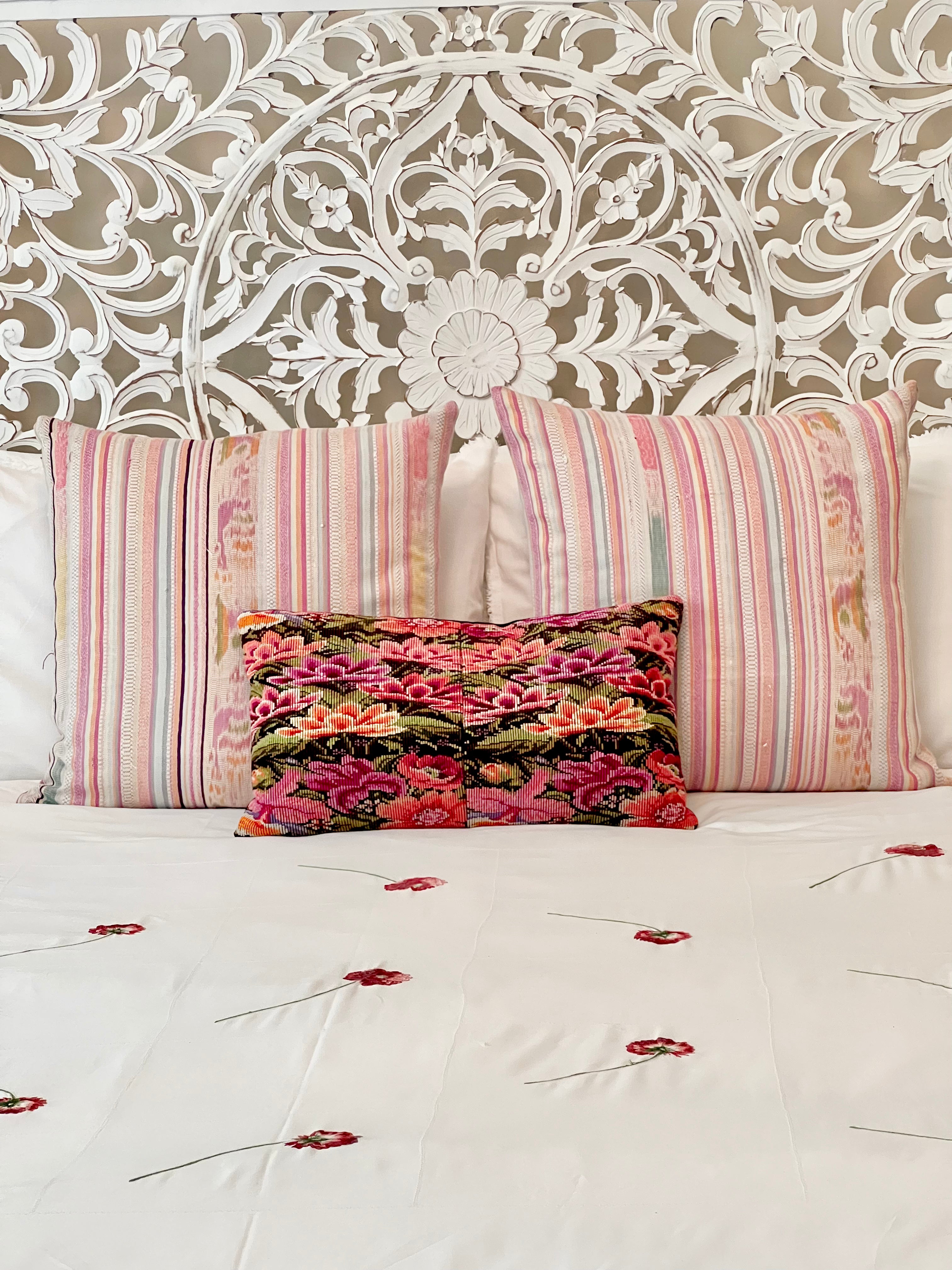 Pillow made from vintage Guatemalan huipil textiles