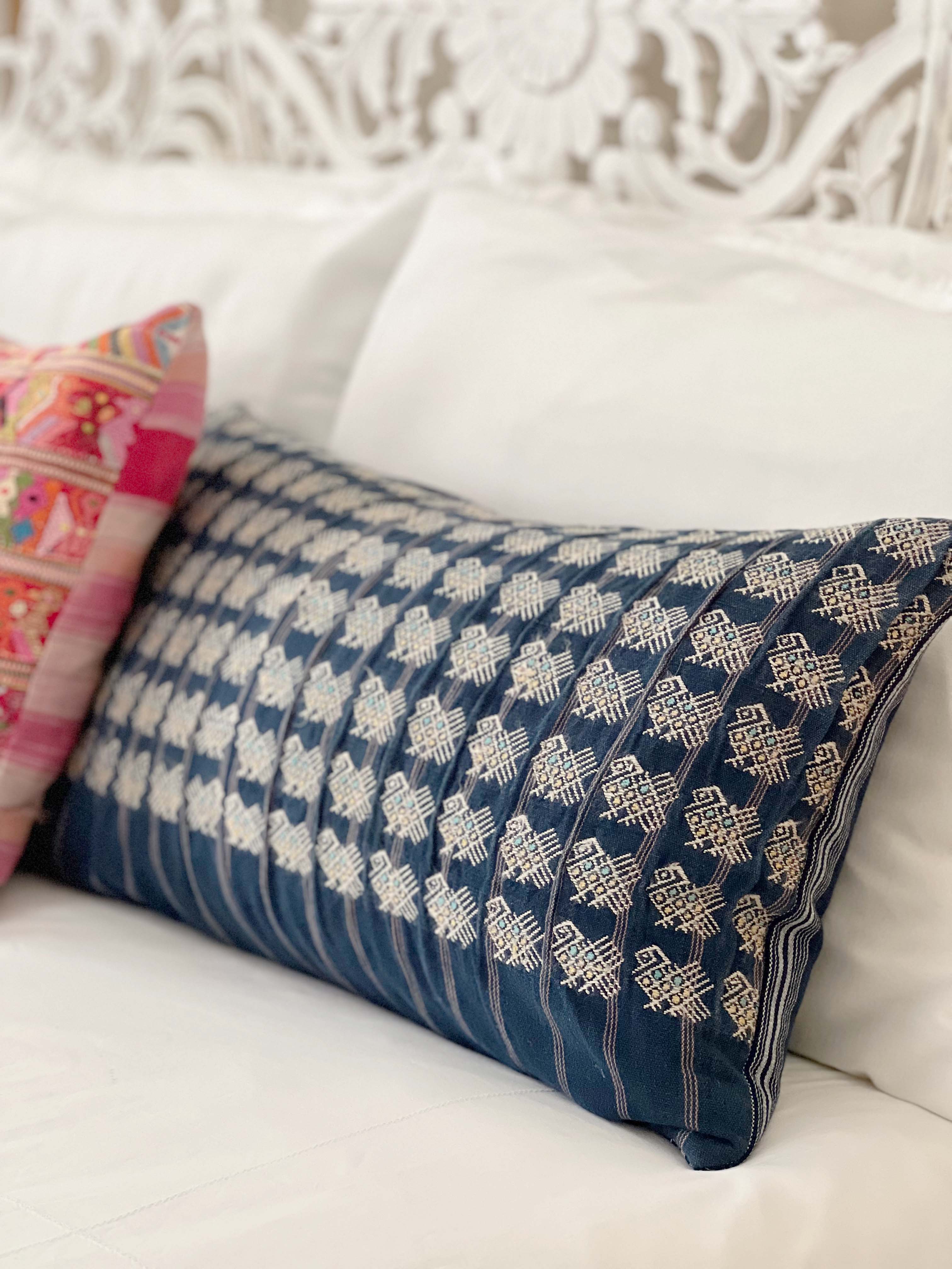 Pillow made from vintage Guatemalan huipil textiles