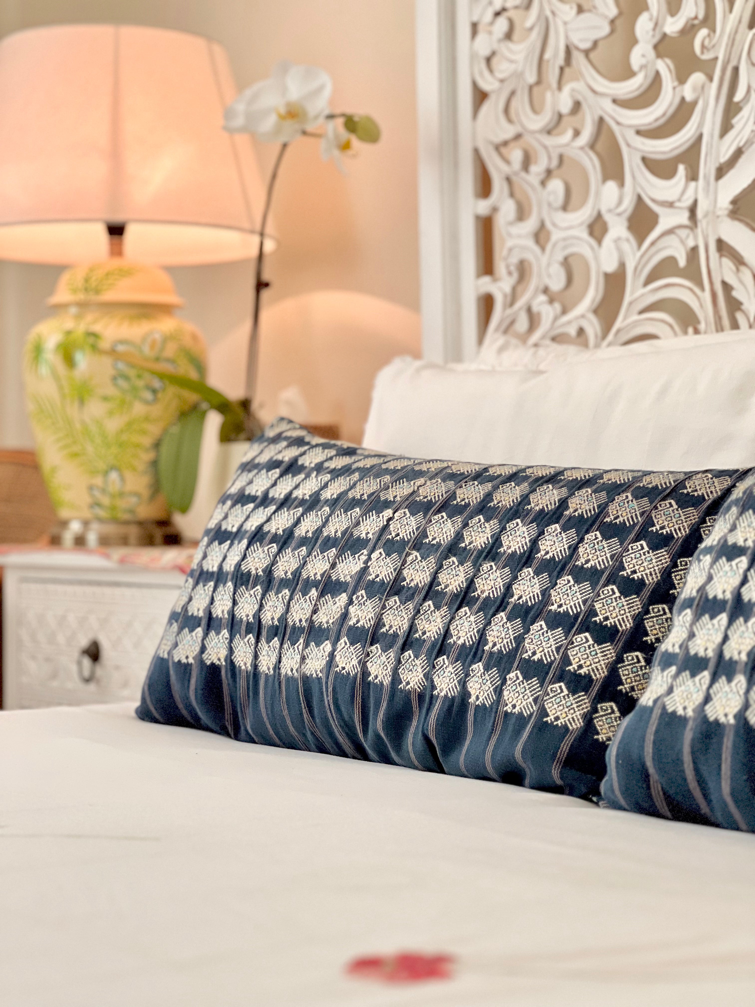 Pillow made from vintage Guatemalan huipil textiles