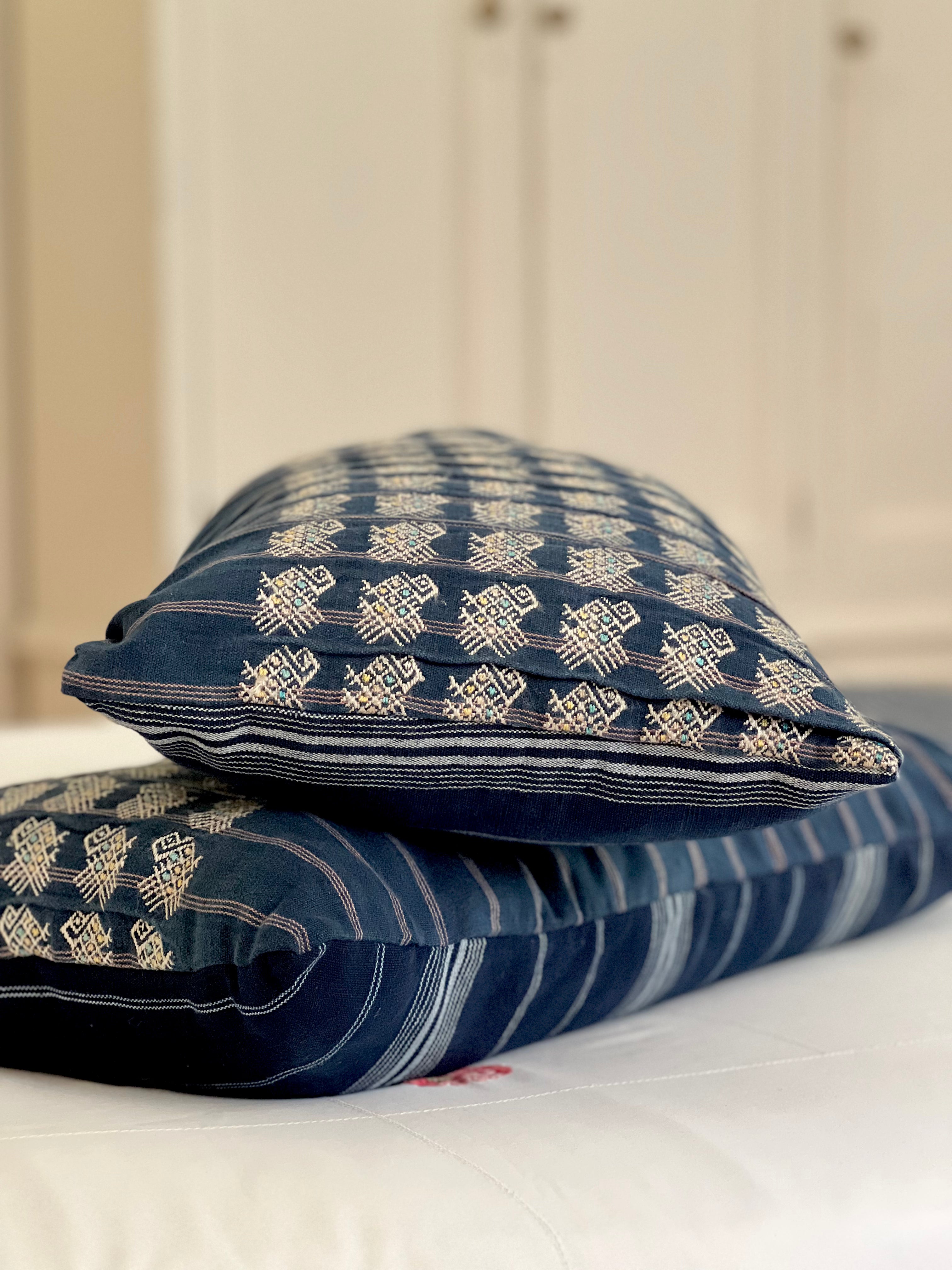 Pillow made from vintage Guatemalan huipil textiles