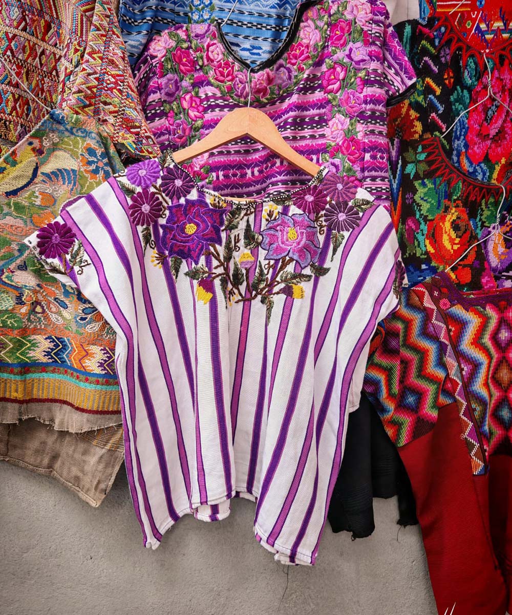 Purple and Pink Santiago Huipil