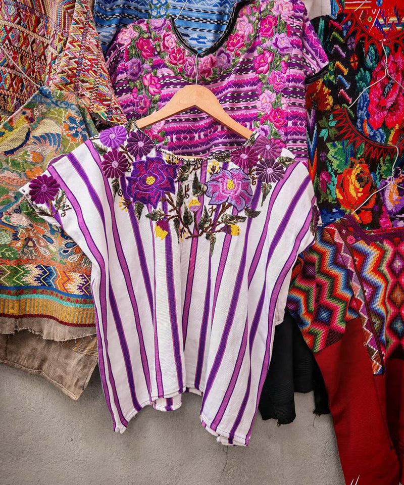 Purple and Pink Santiago Huipil
