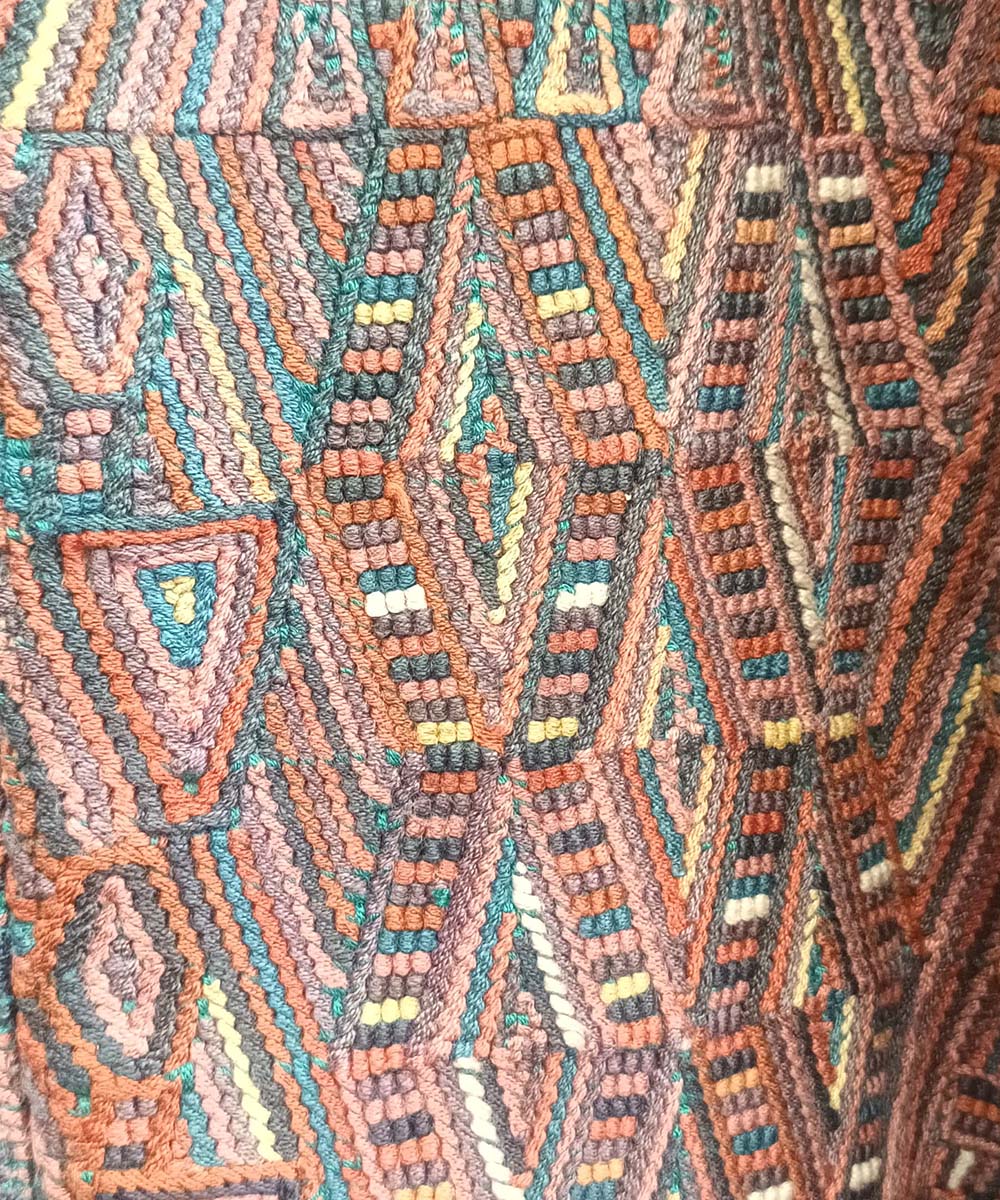 Warm pink and green Nebaj huipil