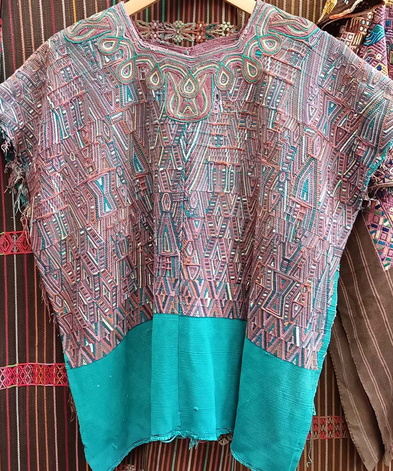 Vintage Guatemalan huipil with handwoven Mayan embroidery
