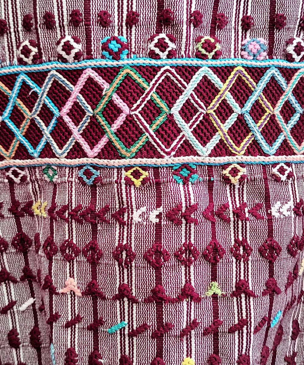 Vintage Guatemalan huipil with handwoven Mayan embroidery