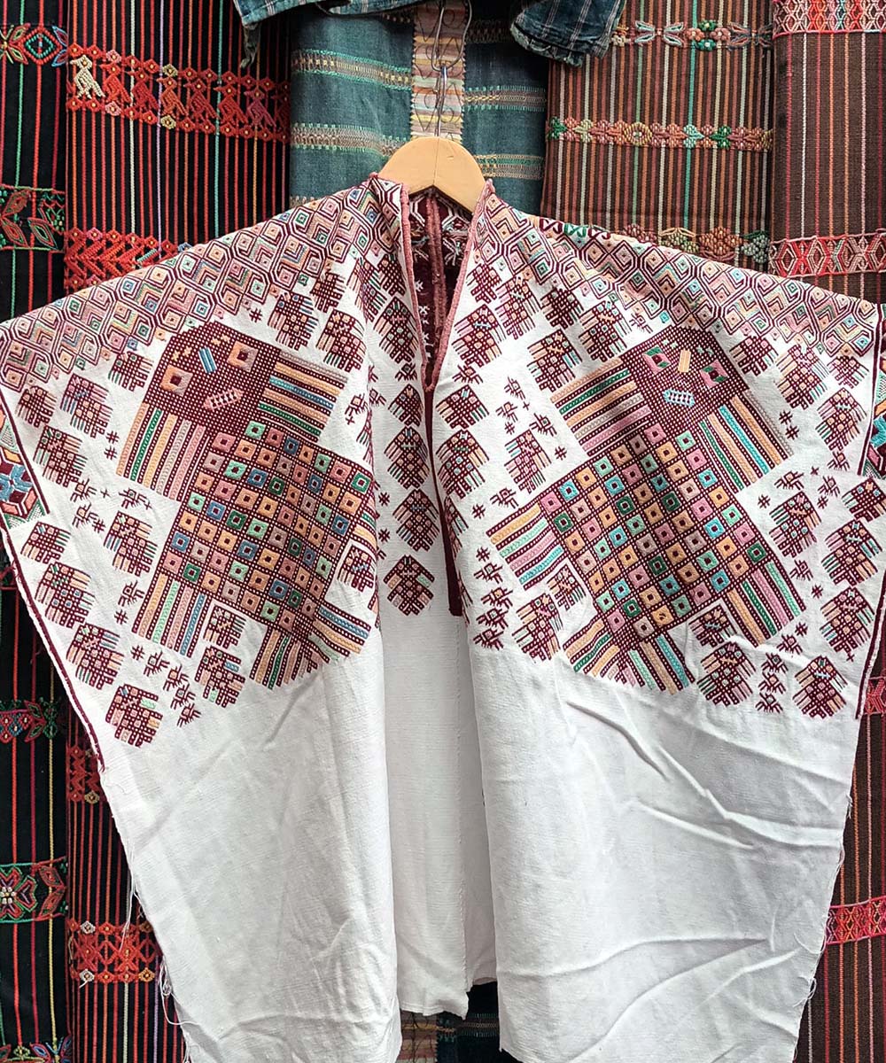 Vintage Guatemalan huipil with handwoven Mayan embroidery