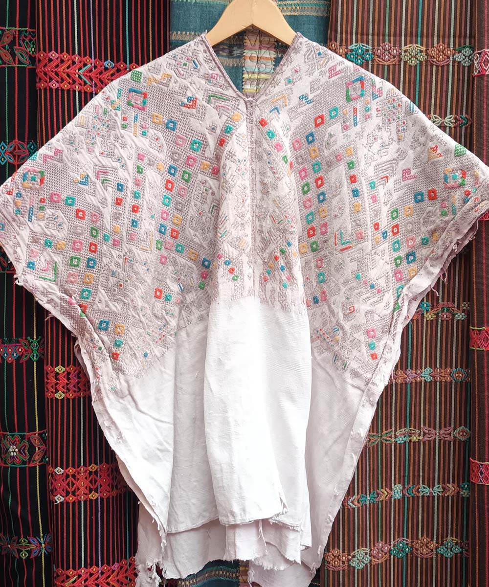 Vintage Guatemalan huipil with handwoven Mayan embroidery