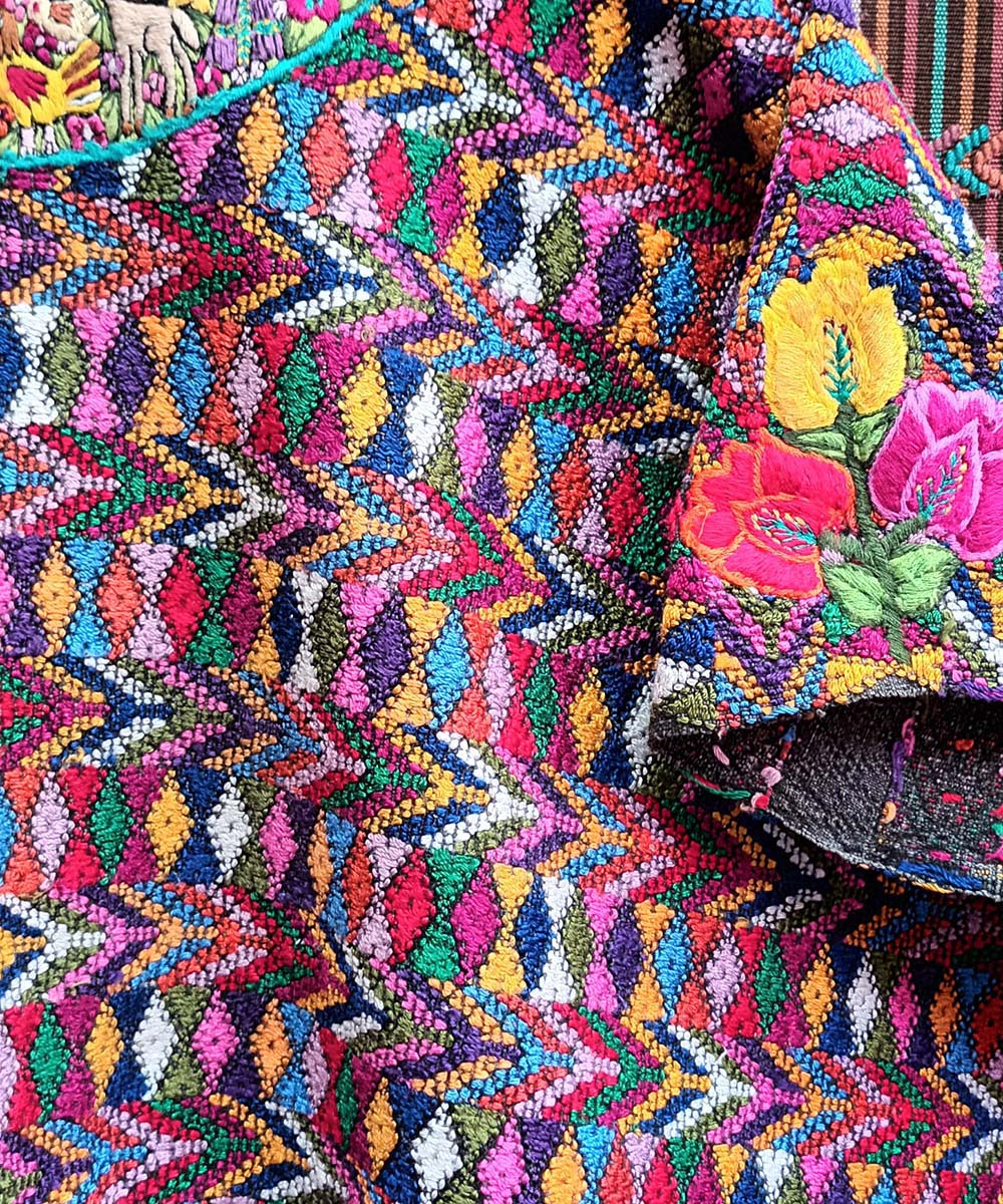 Vintage Guatemalan huipil with handwoven Mayan embroidery