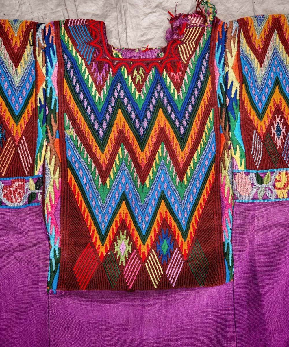 Vintage Guatemalan huipil with handwoven Mayan embroidery
