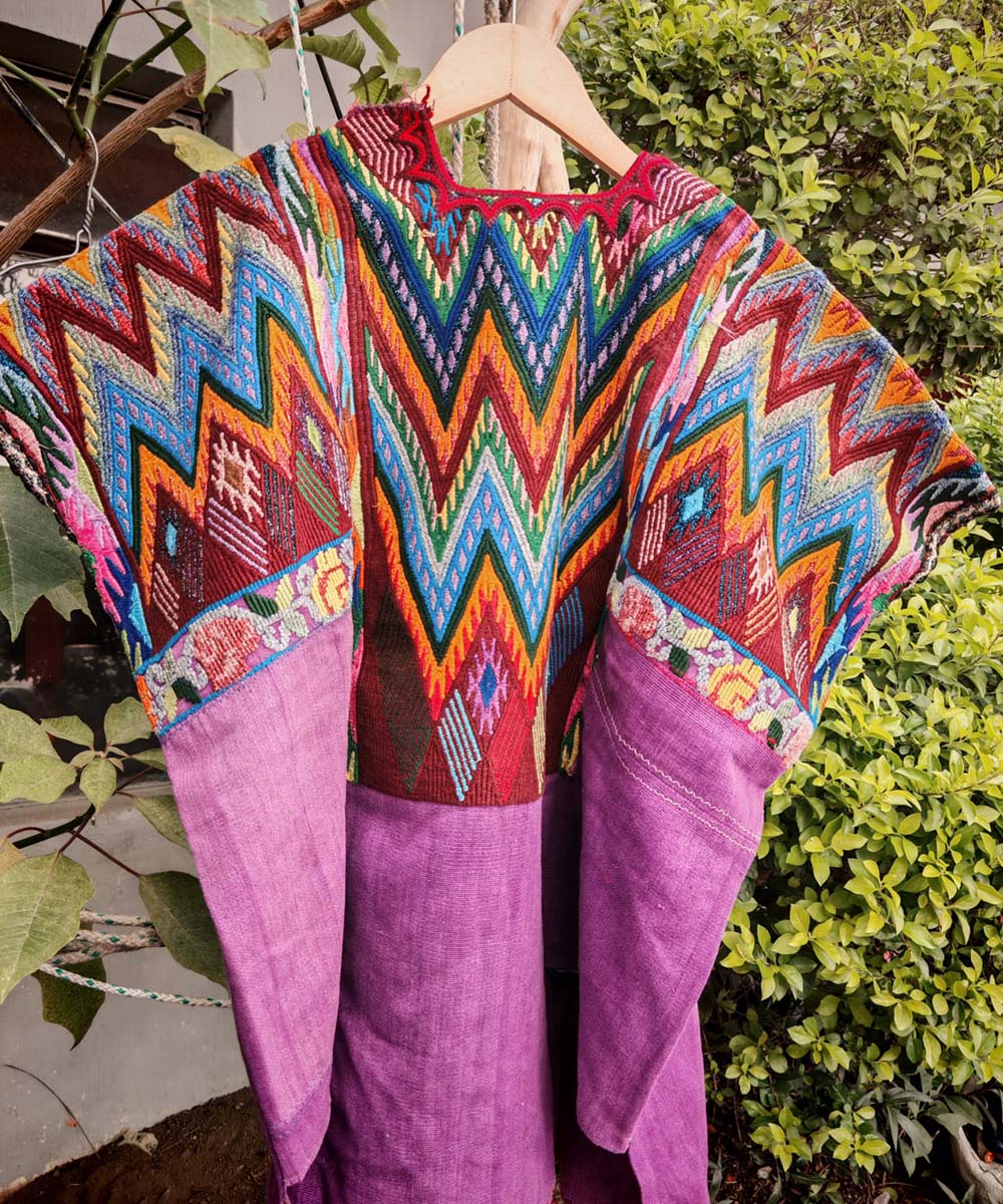 Vintage Guatemalan huipil with handwoven Mayan embroidery