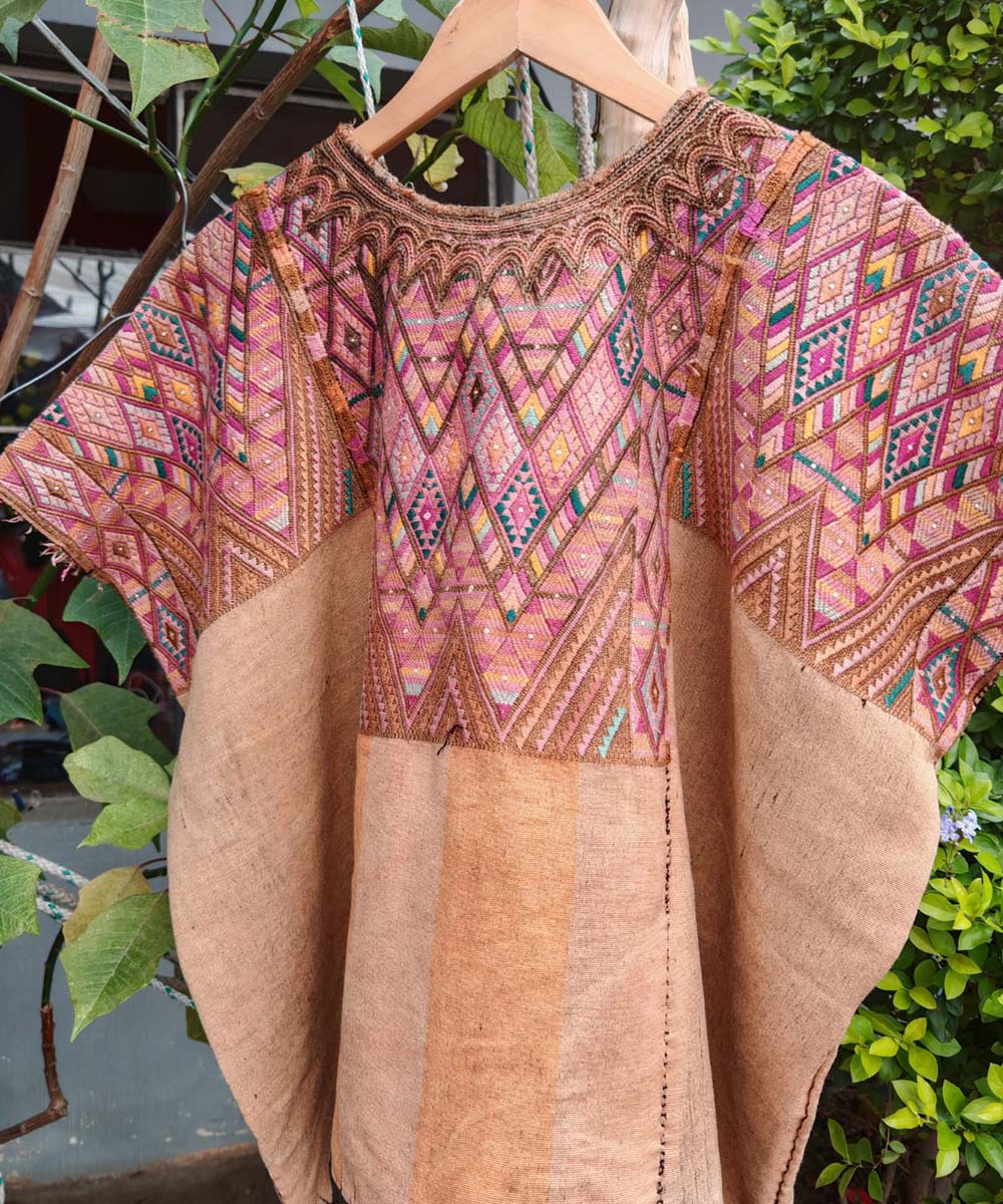 Vintage Guatemalan huipil with handwoven Mayan embroidery