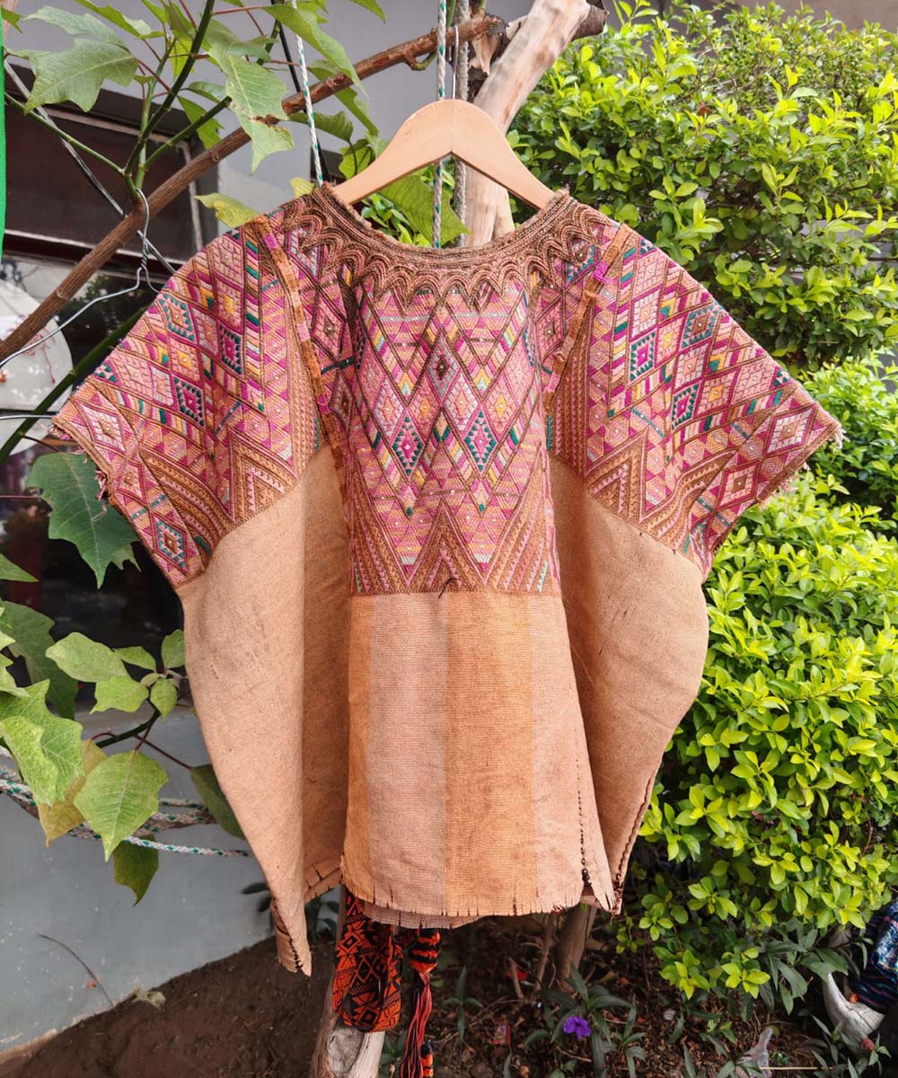 Vintage Guatemalan huipil with handwoven Mayan embroidery