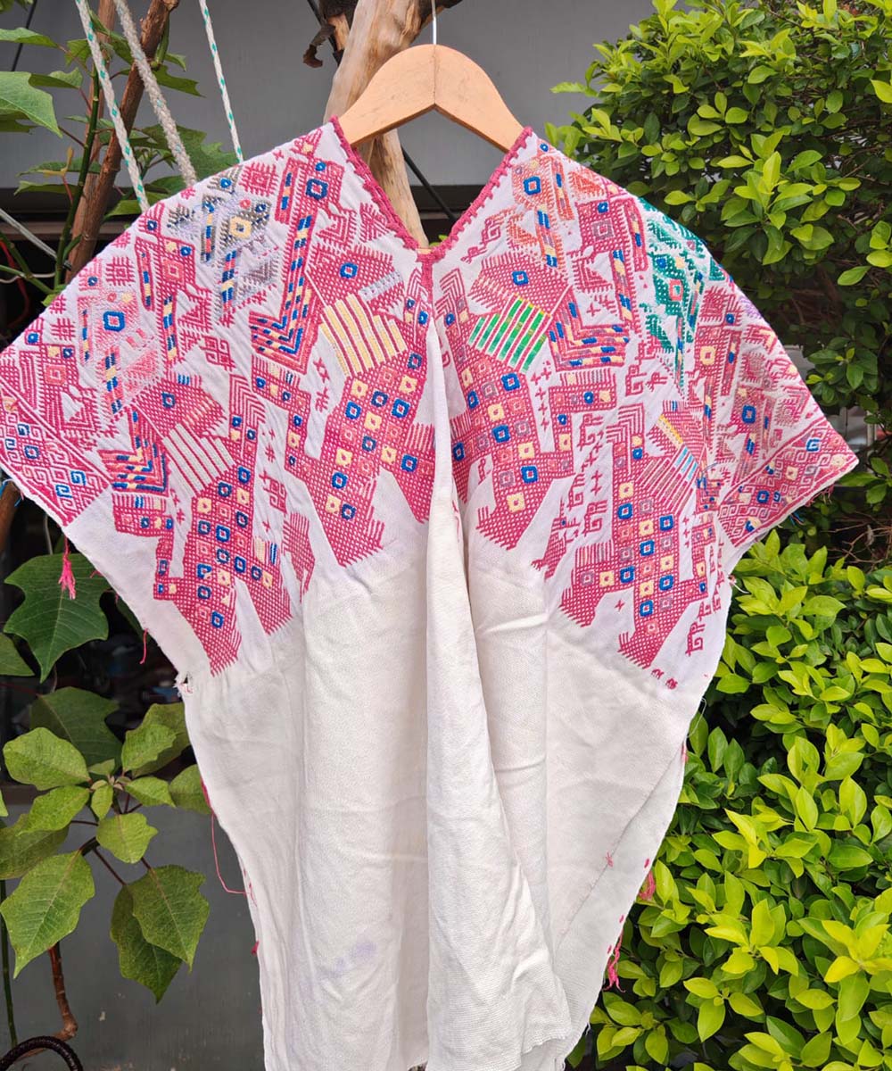 Vintage Guatemalan huipil with handwoven Mayan embroidery