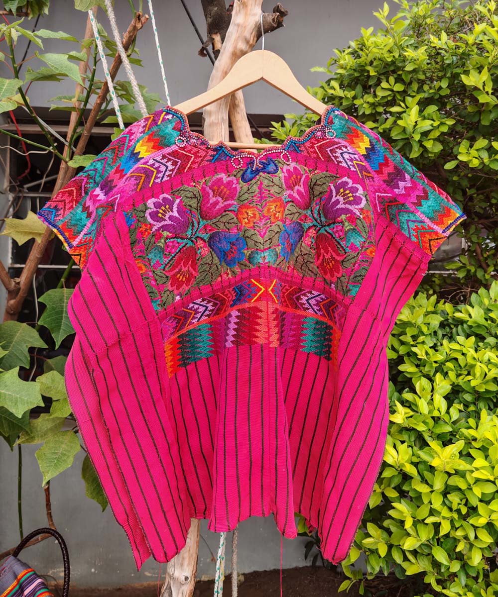 Vintage Guatemalan huipil with handwoven Mayan embroidery