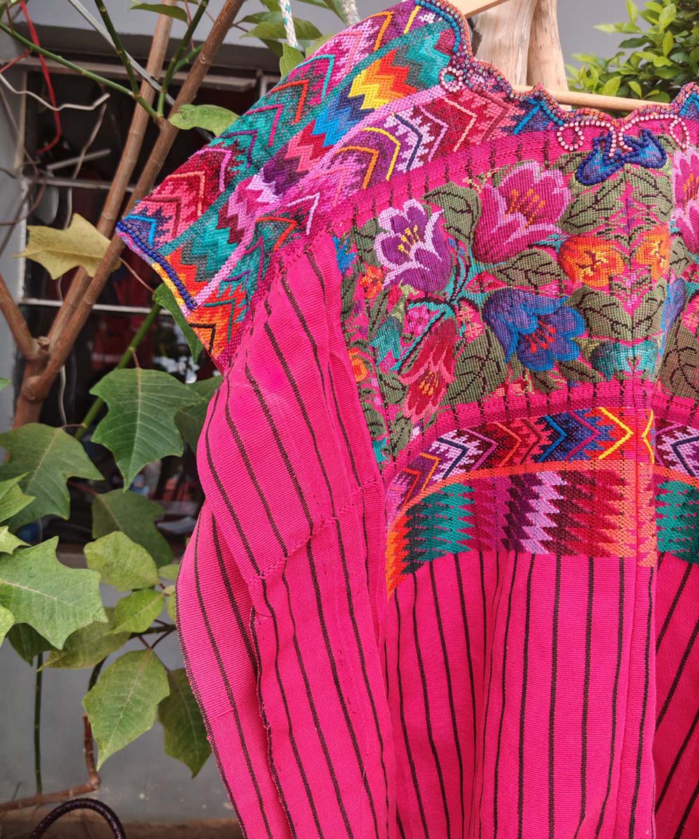 Vintage Guatemalan huipil with handwoven Mayan embroidery