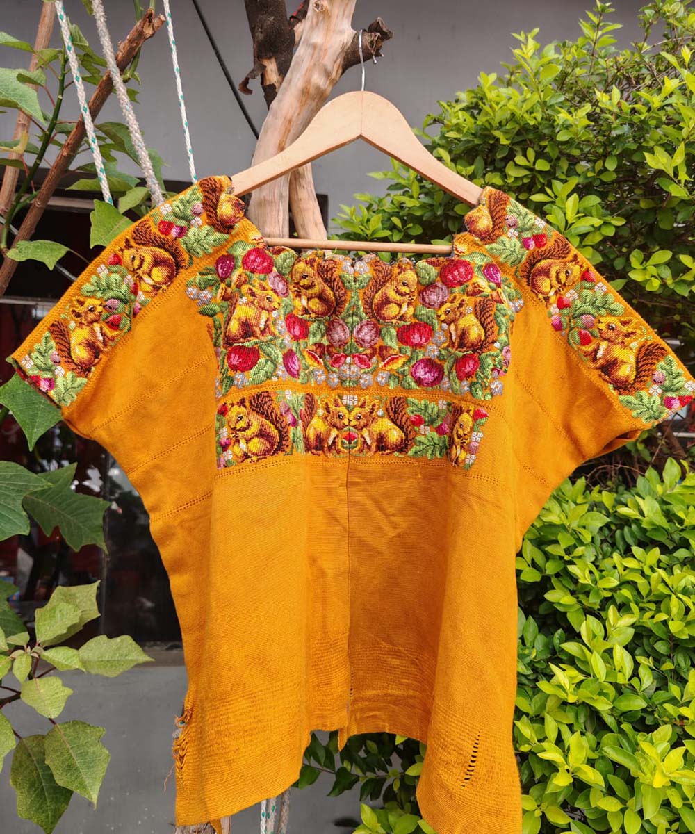 Vintage Guatemalan huipil with handwoven Mayan embroidery