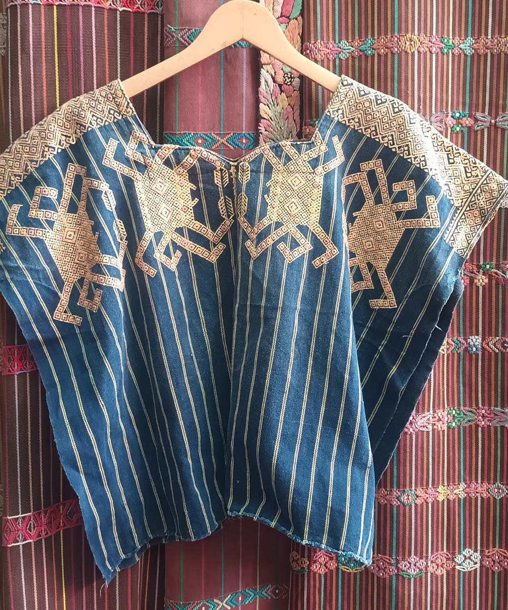 Vintage Guatemalan huipil with handwoven Mayan embroidery