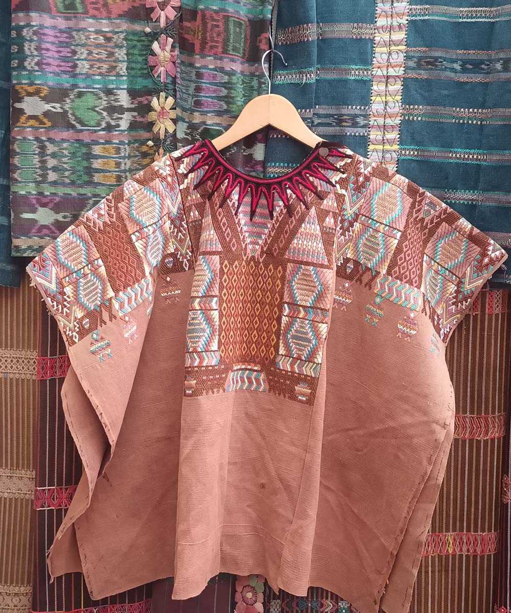 Vintage Guatemalan huipil with handwoven Mayan embroidery