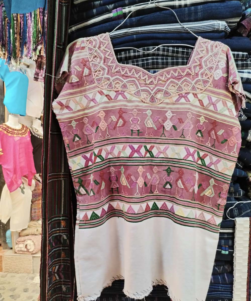 Vintage Guatemalan huipil with handwoven Mayan embroidery