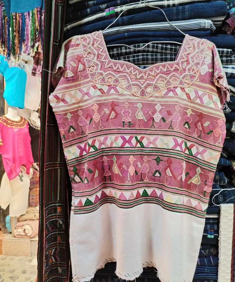 Vintage Guatemalan huipil with handwoven Mayan embroidery