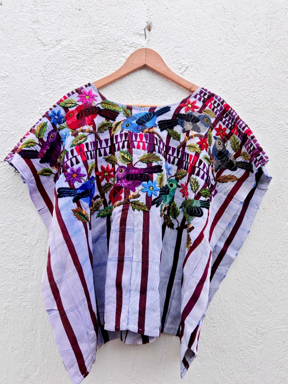 Vintage Guatemalan huipil with handwoven Mayan embroidery