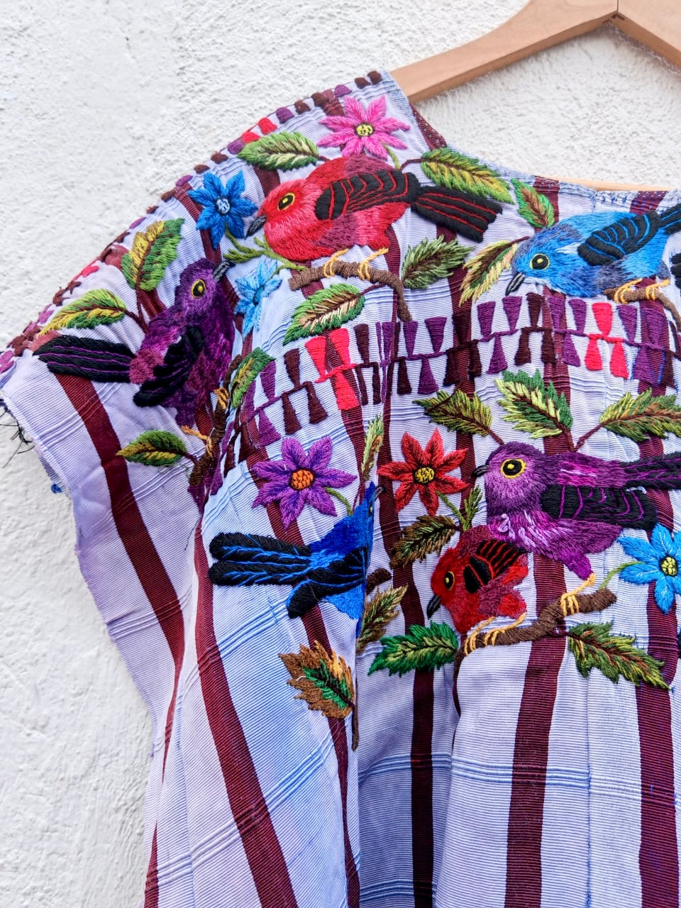 Vintage Guatemalan huipil with handwoven Mayan embroidery