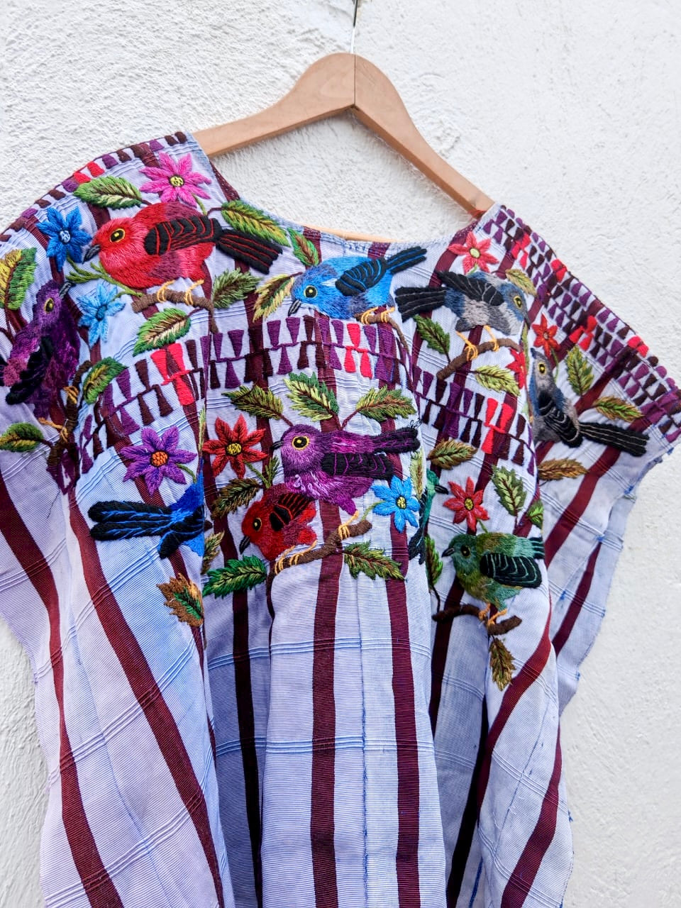 Vintage Guatemalan huipil with handwoven Mayan embroidery