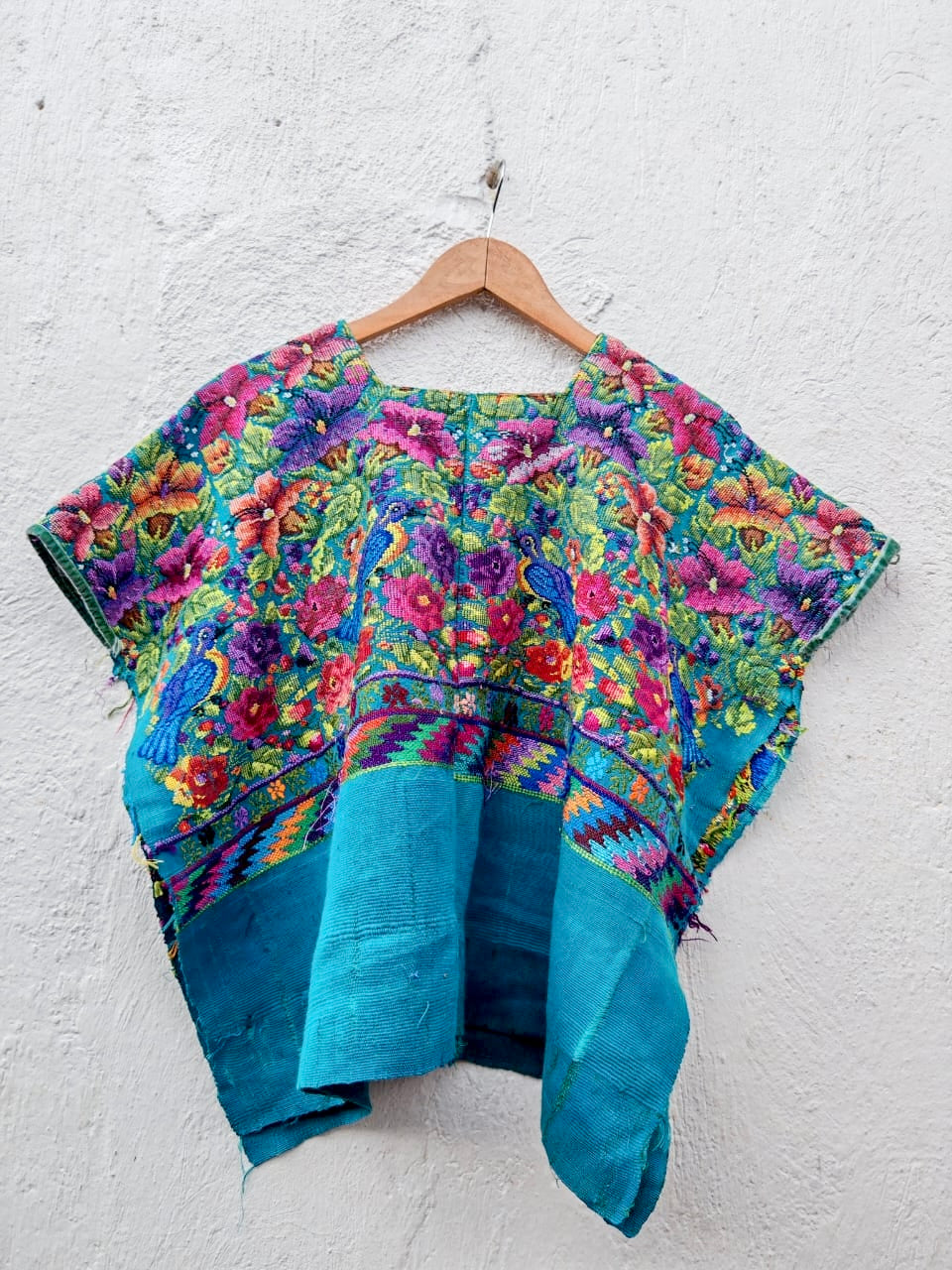Vintage Guatemalan huipil with handwoven Mayan embroidery