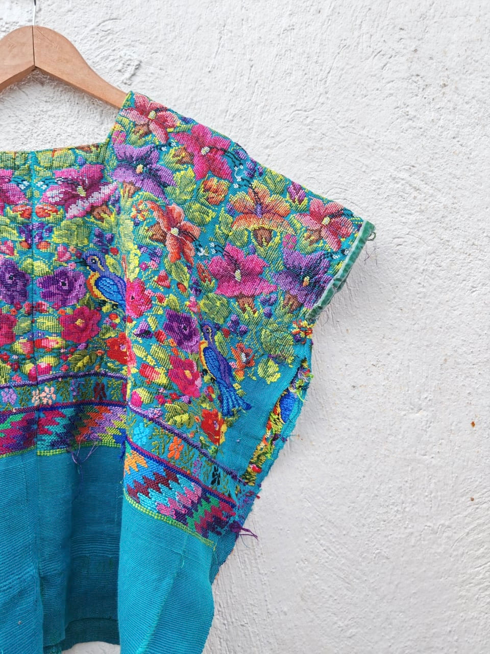 Vintage Guatemalan huipil with handwoven Mayan embroidery
