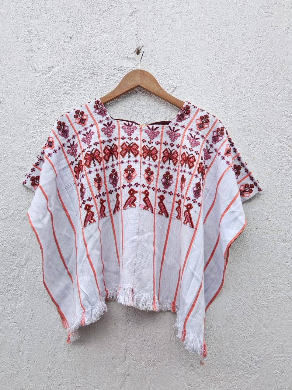 Vintage Guatemalan huipil with handwoven Mayan embroidery