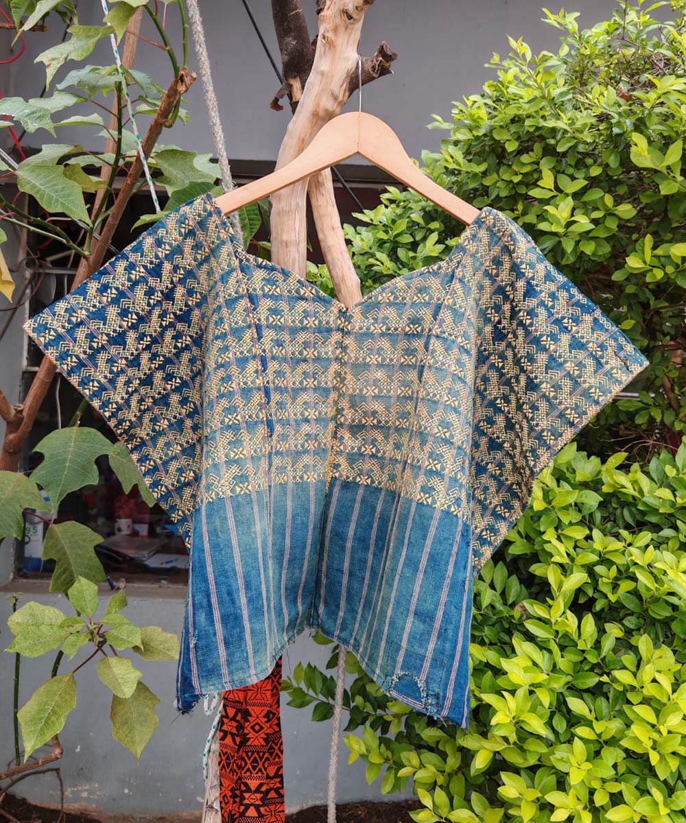 Indigo Nahuala Huipil with Turkeys