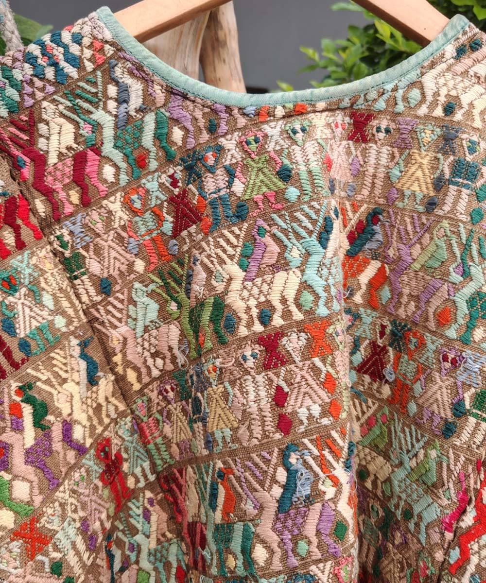 Beige and Red Coban Huipil