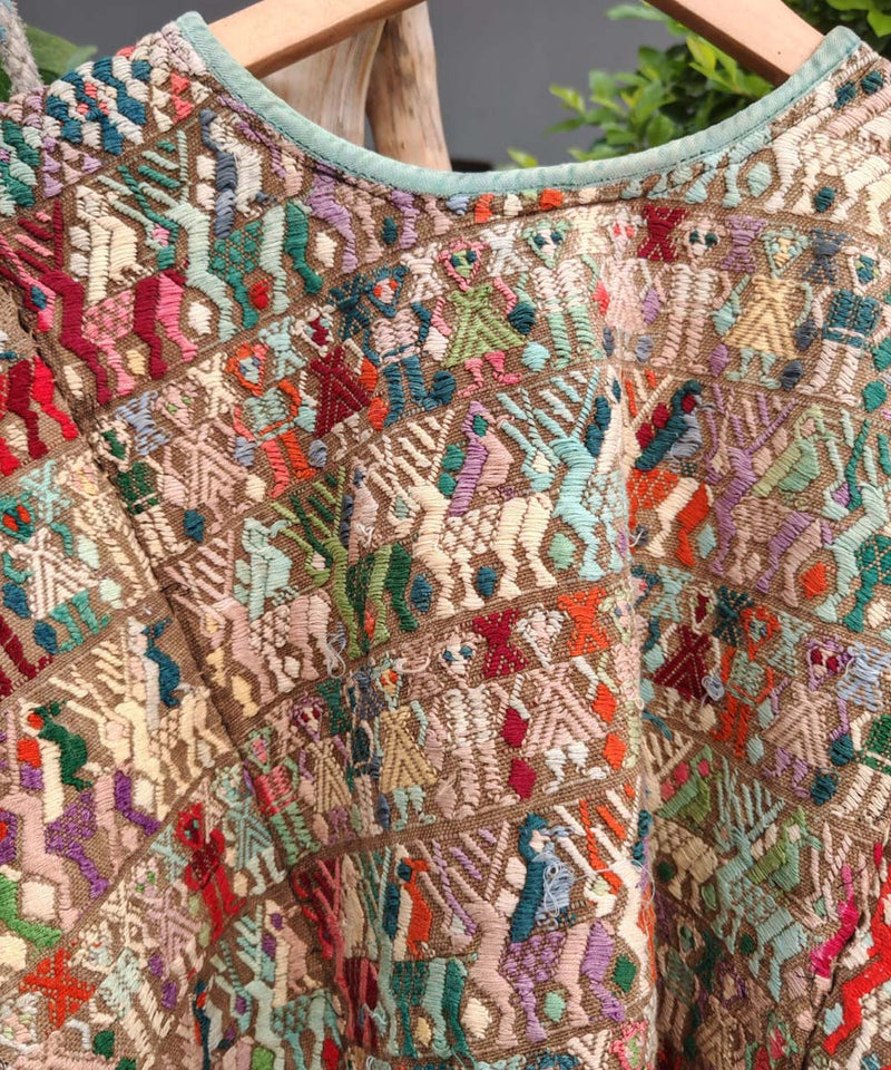 Beige and Red Coban Huipil