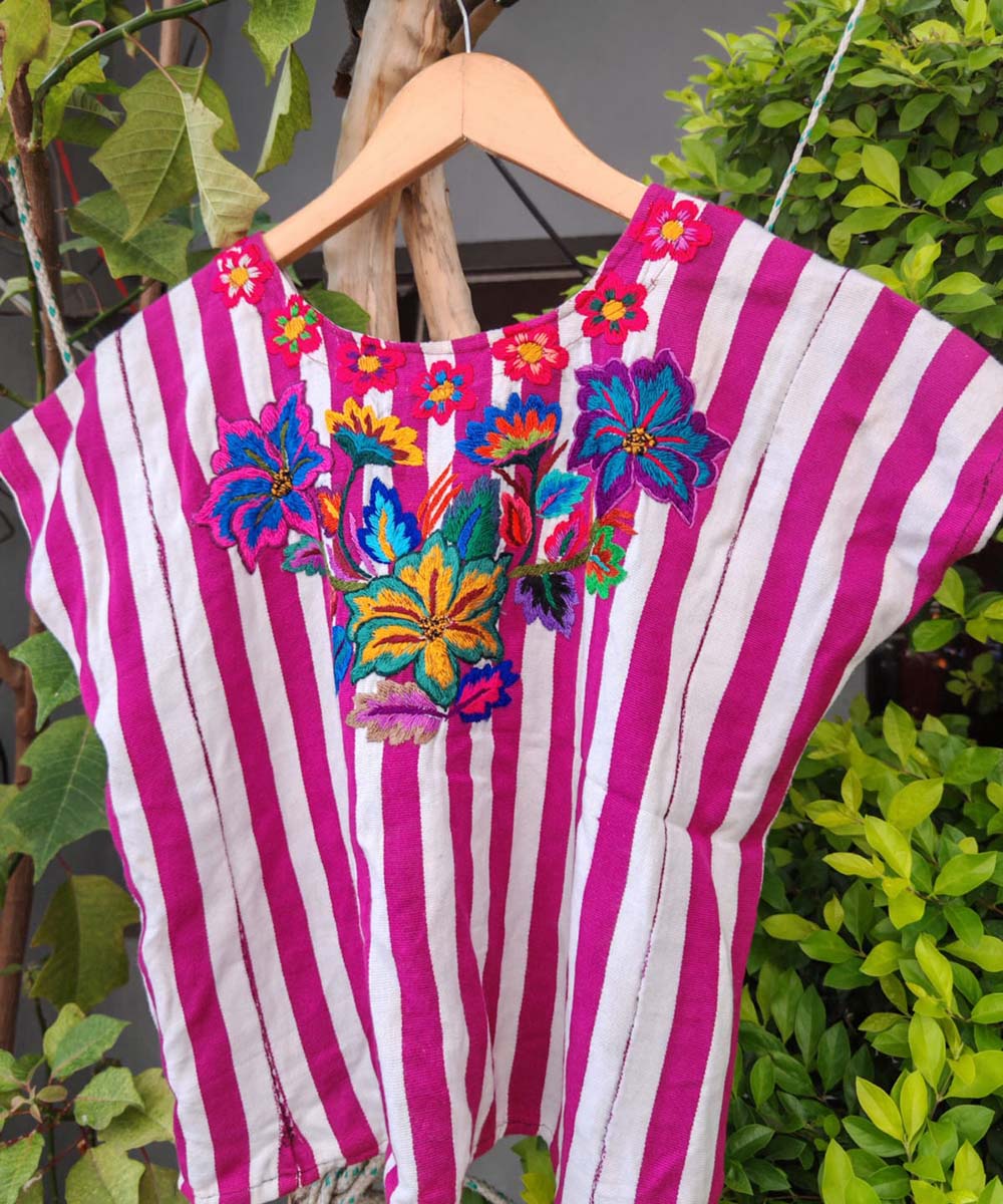 Vintage Guatemalan huipil with handwoven Mayan embroidery