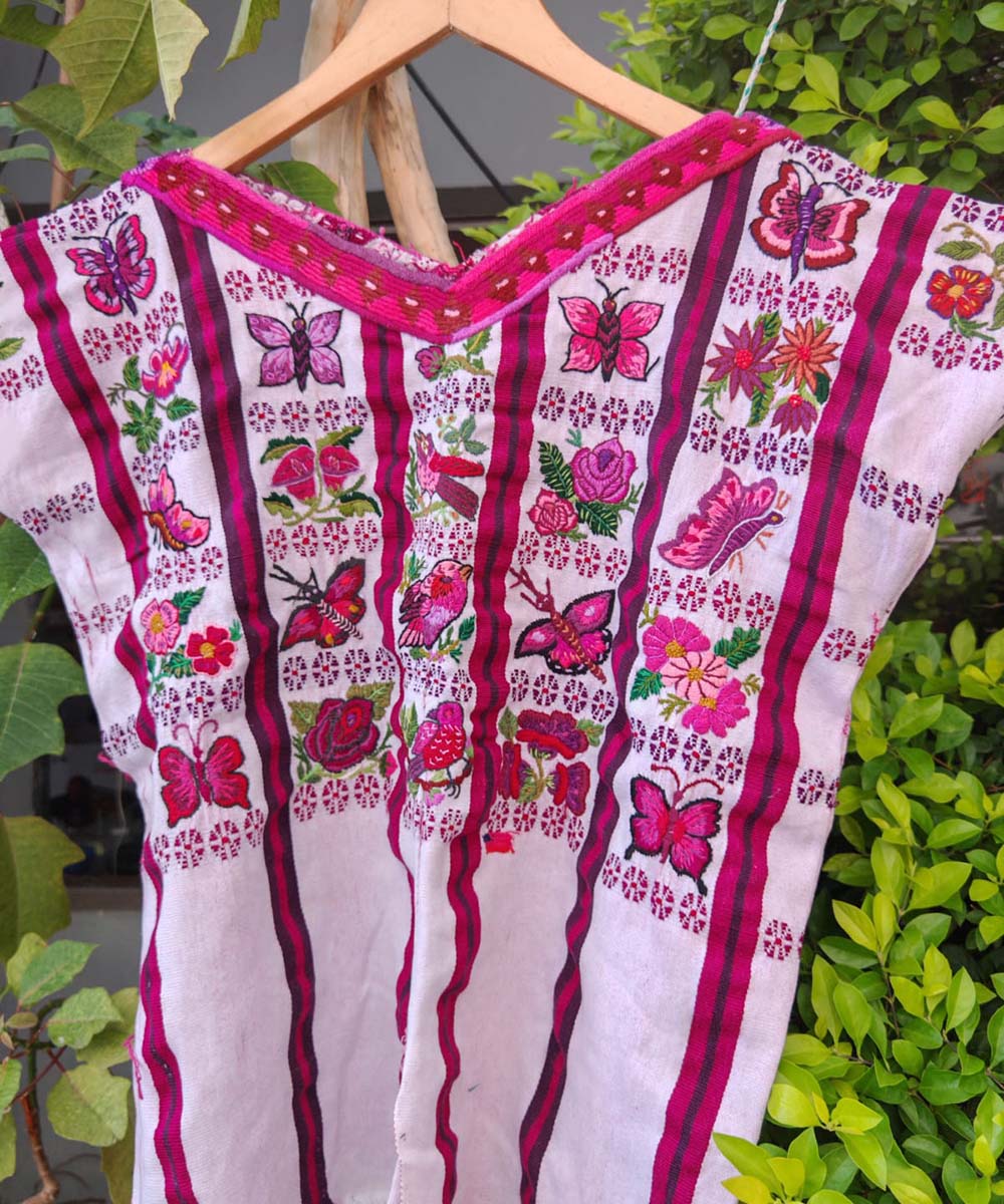 Vintage Guatemalan huipil with handwoven Mayan embroidery