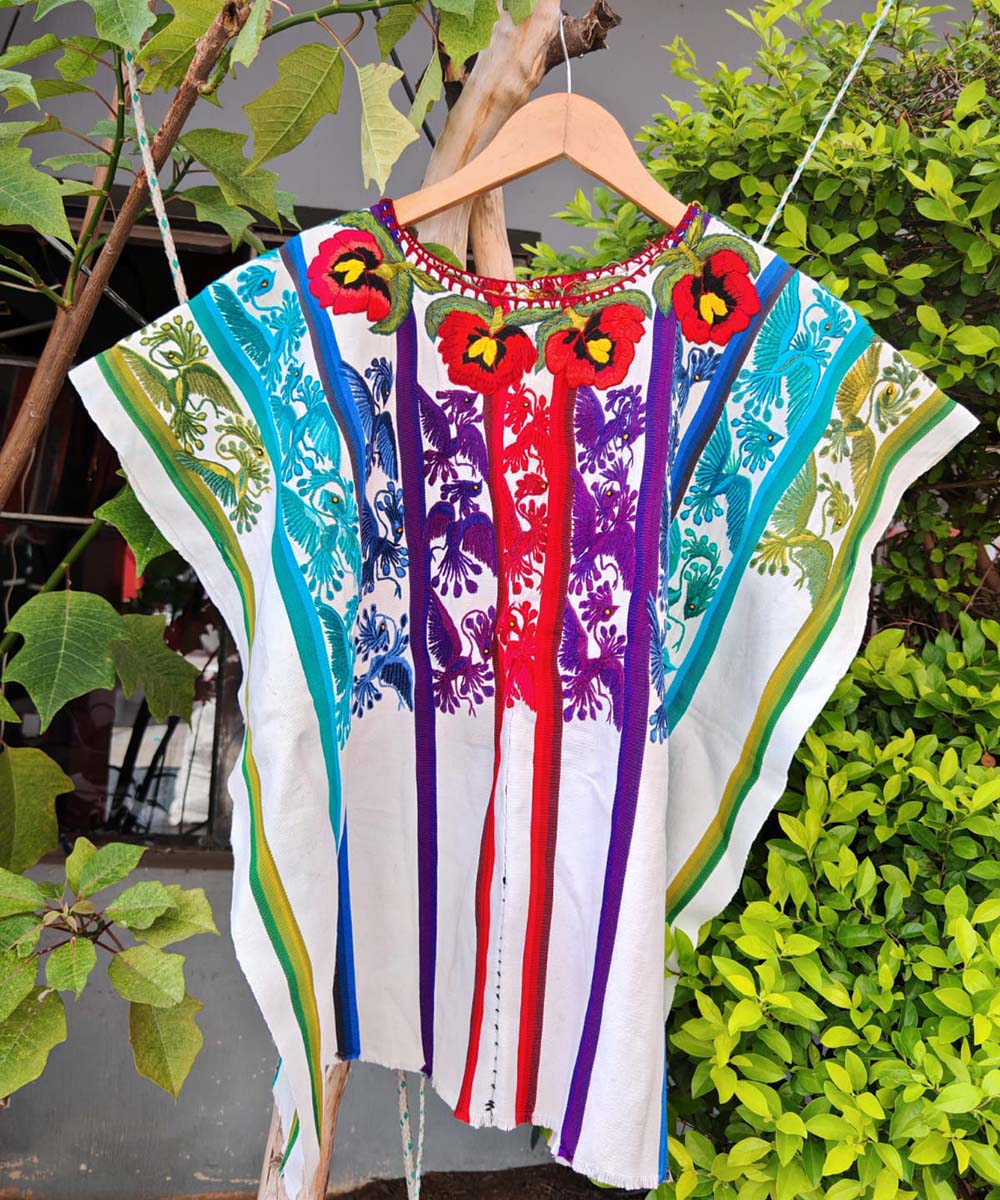 Vintage Guatemalan huipil with handwoven Mayan embroidery