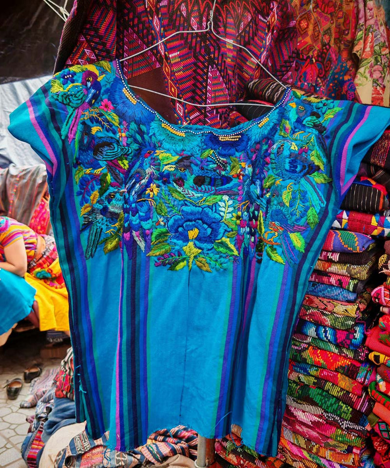 Vintage Guatemalan huipil with handwoven Mayan embroidery
