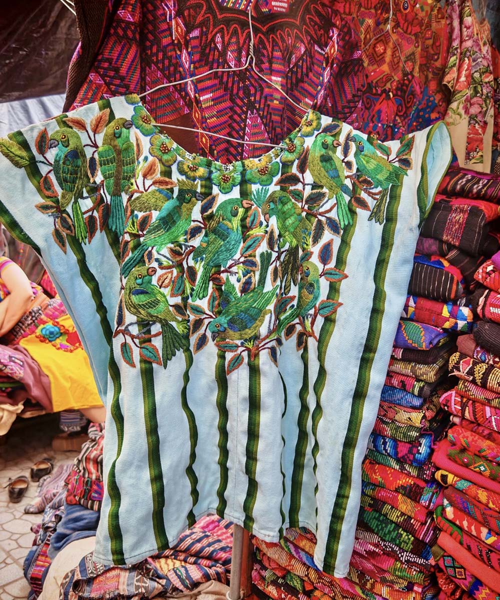 Vintage Guatemalan huipil with handwoven Mayan embroidery