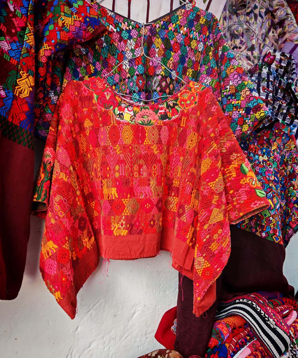 Bright orange Coban huipil